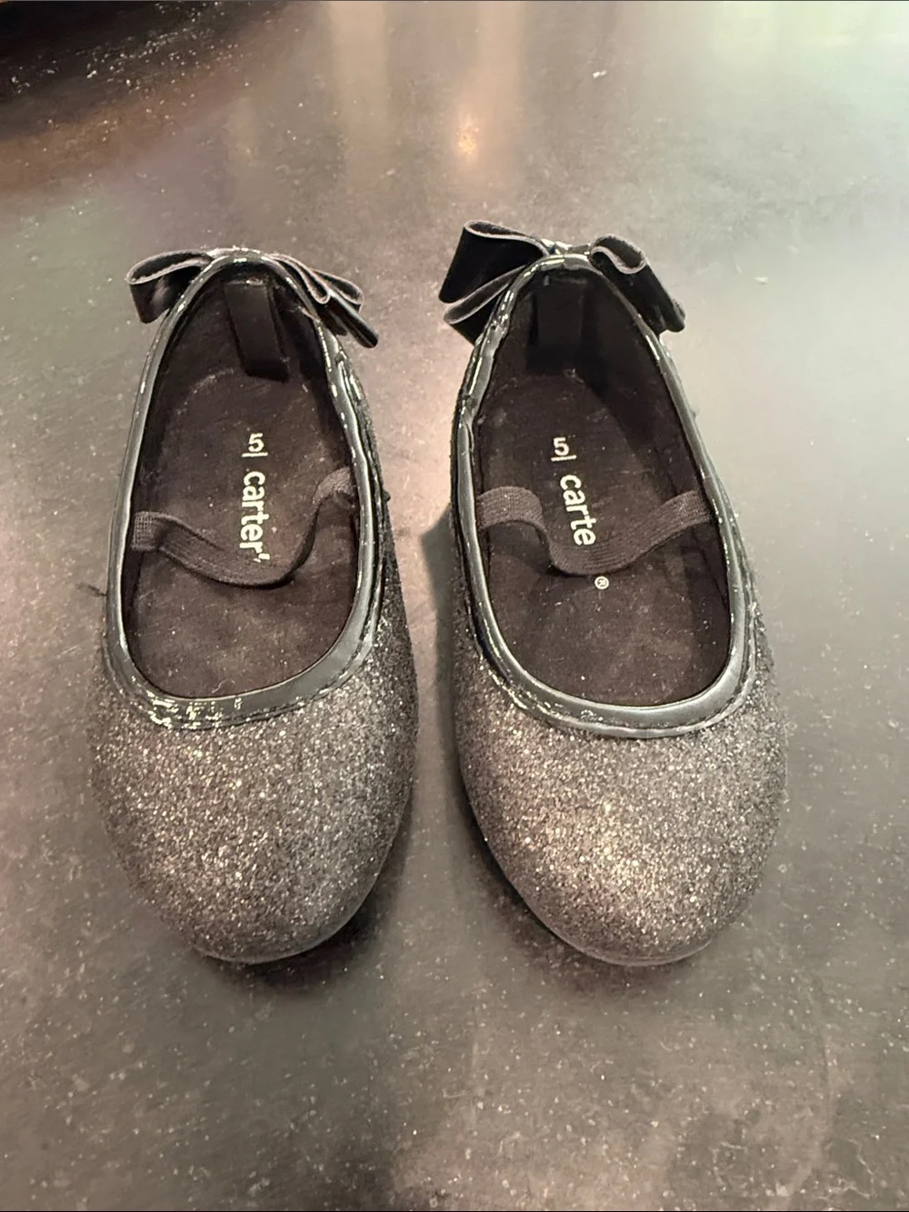 Carter's Sparkle Black Bow Mary Jane Flats